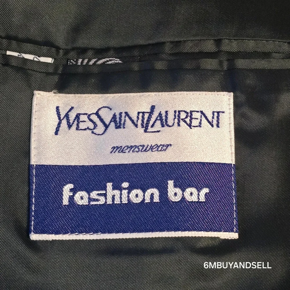 VTG Yves Saint Laurent Mens Double Breasted Blazer Black Wool Made in France M-L